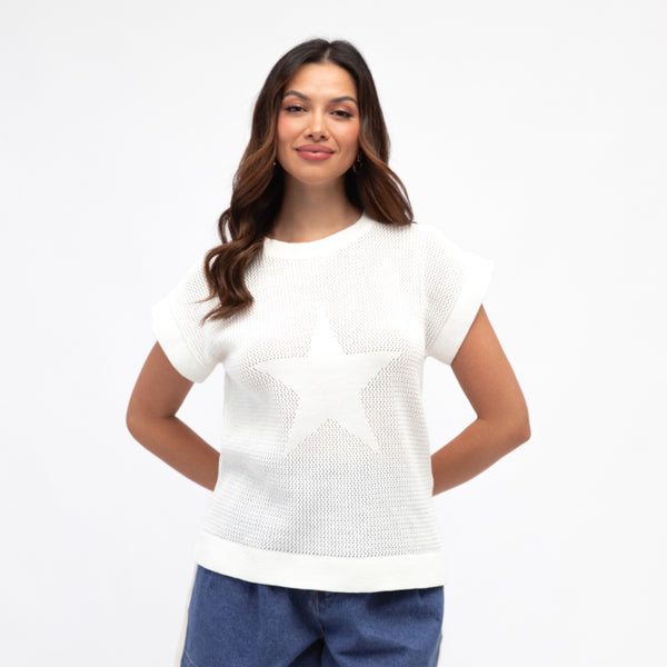 Star Knit Top (White)
