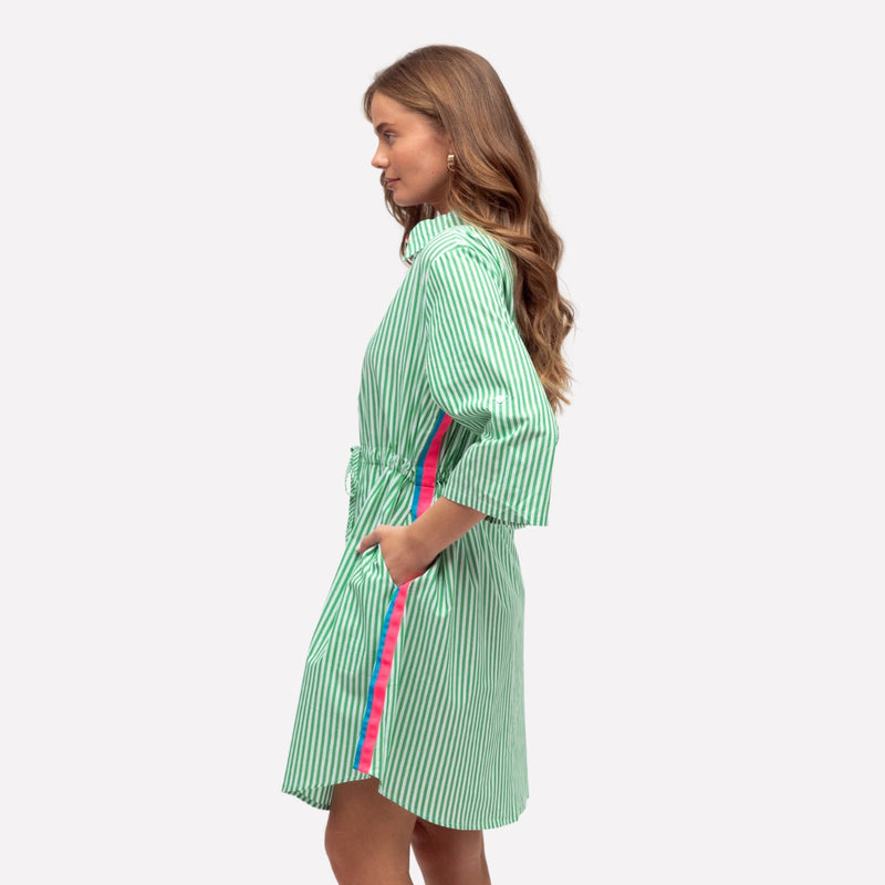 Side view showcasing the pink and blue ribbon stripe accent.