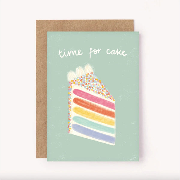 Time for Cake Birthday Card (Green)