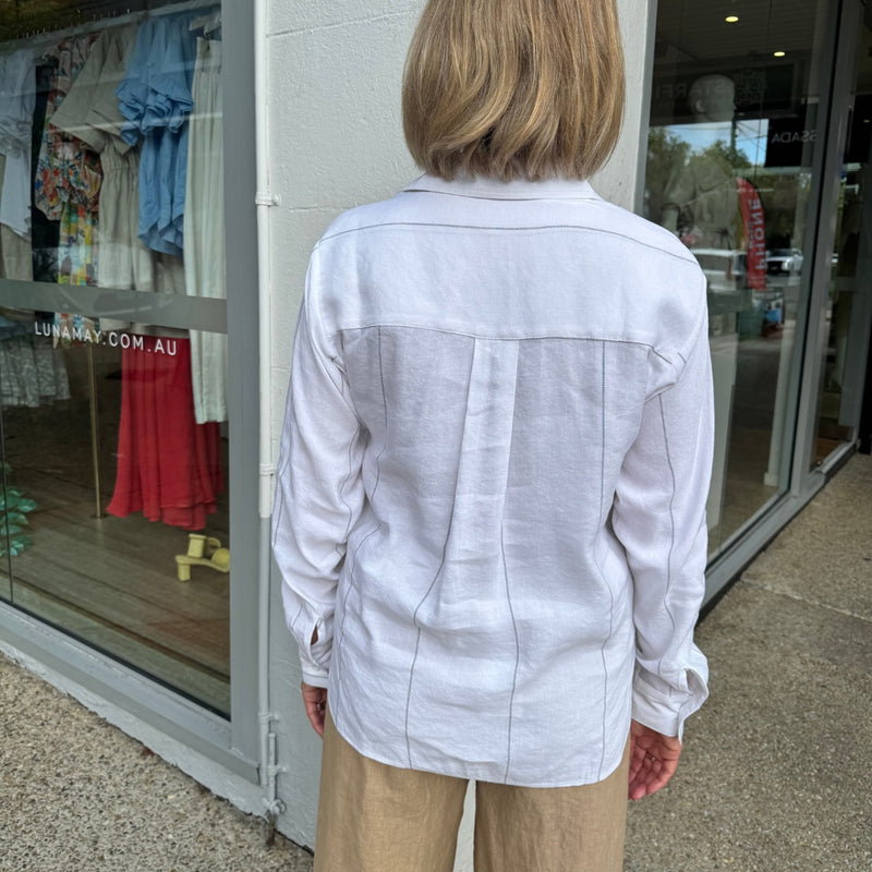 Ainsley Stripe Shirt (White/Silver)