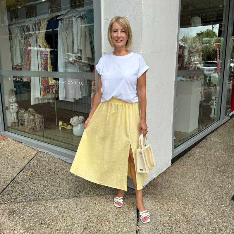 Chloe Linen Skirt (Yellow)