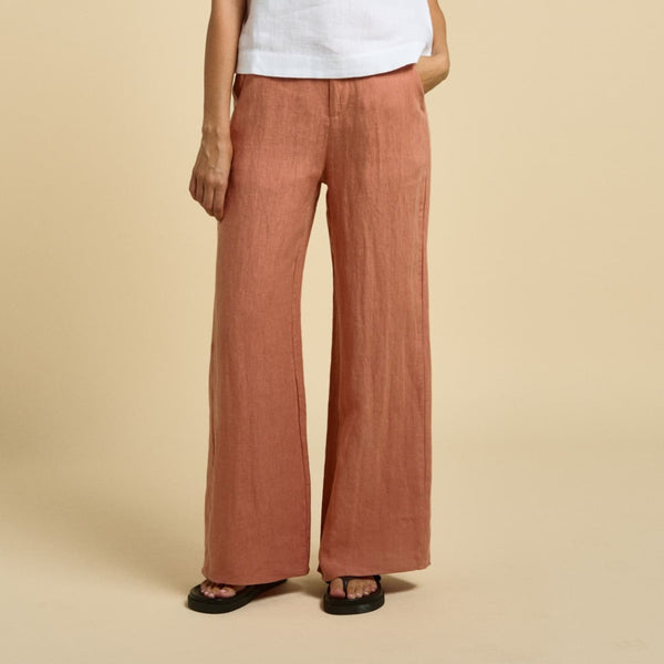 Della Linen Pants (Coral)