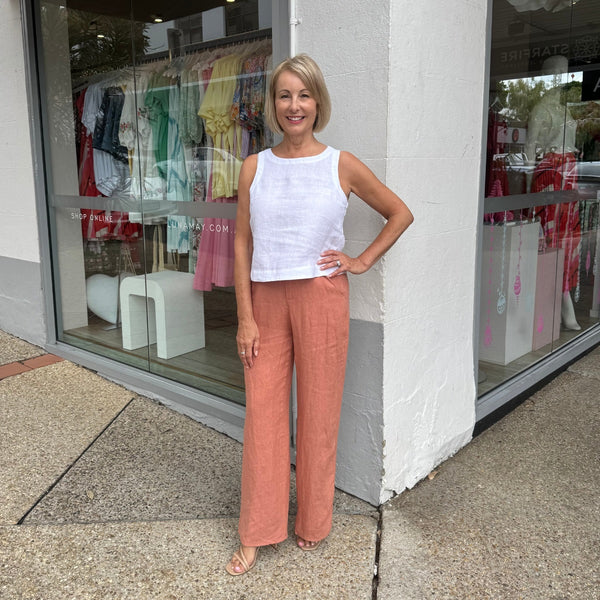 Della Linen Pants (Coral)