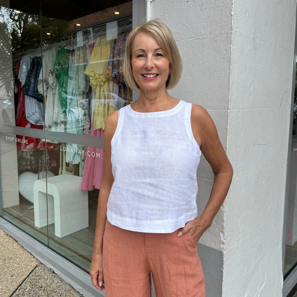 Jude Linen Top (White)