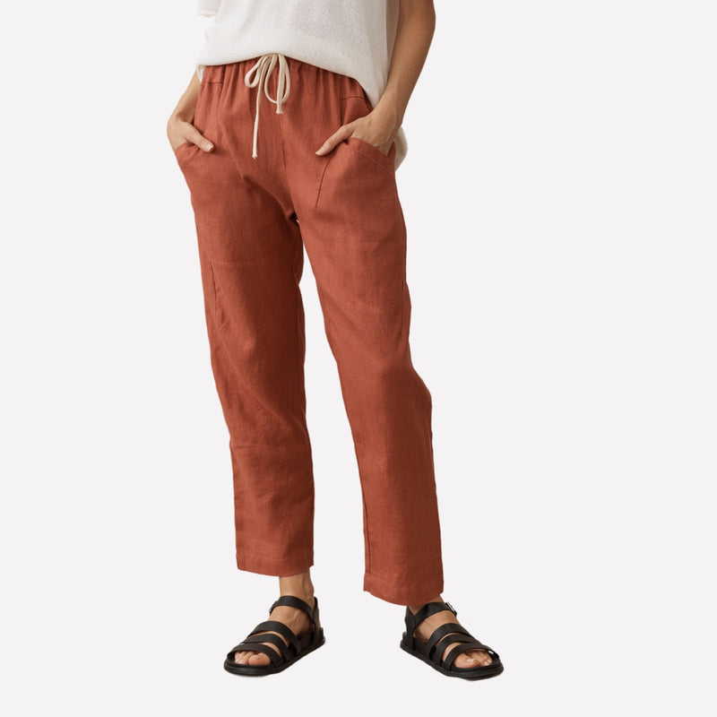 Luxe Linen Pants (Brick)