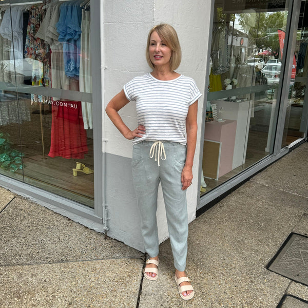 Luxe Linen Pants in a Duck Egg colour