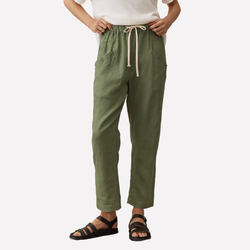 Luxe Linen Pants (Forest Green)