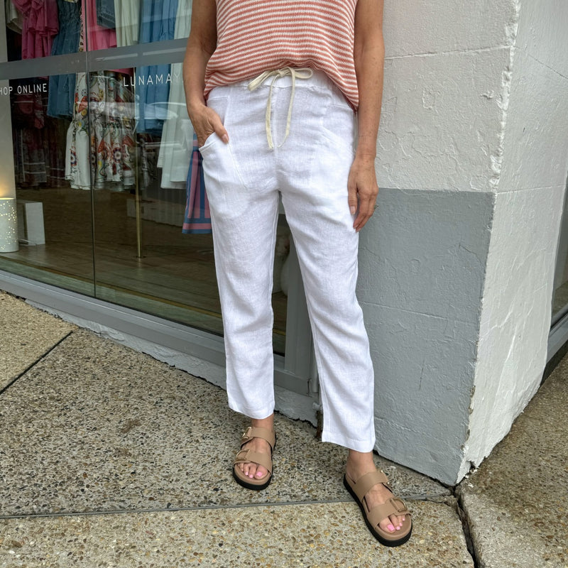 Luxe Linen Pants (White)