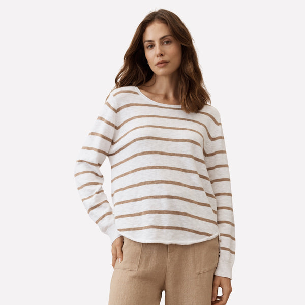 Nellie Stripe Knit Top (Taupe)