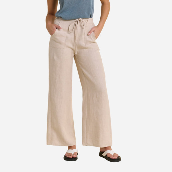 Remy Linen Pants in a natural colour.