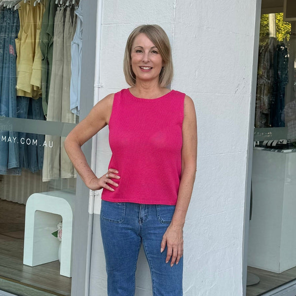 Spring Knit Tank in a bright pink colour