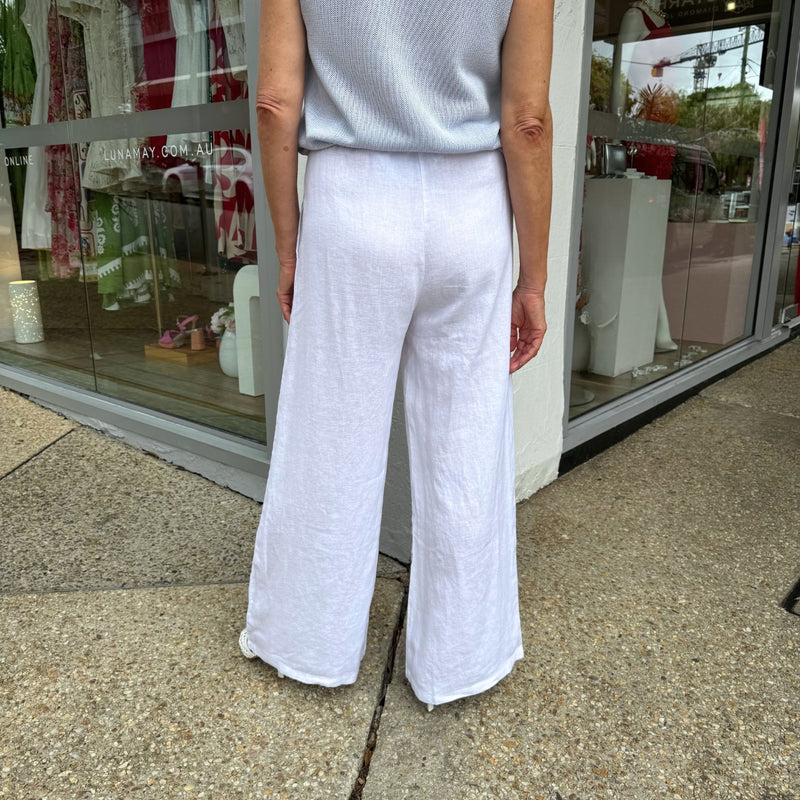 Tara Linen Pants (White)