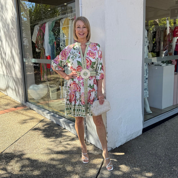 Cassian Mini Dress in a colourful floral print.