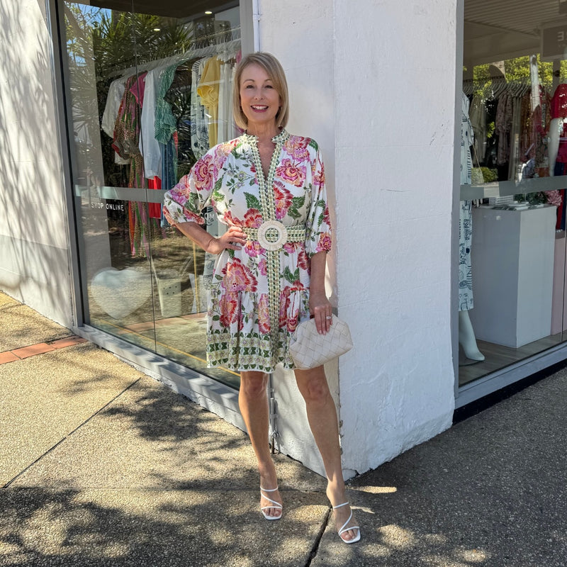 Cassian Mini Dress in a colourful floral print.