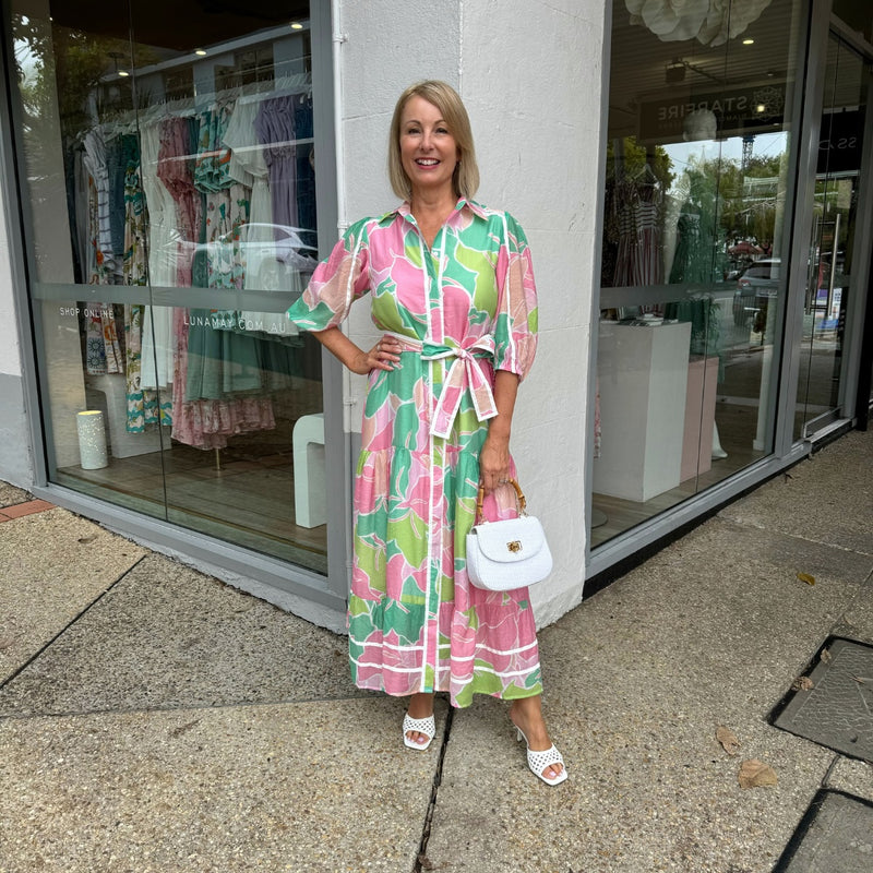 Constance Dress (Pink/Green)