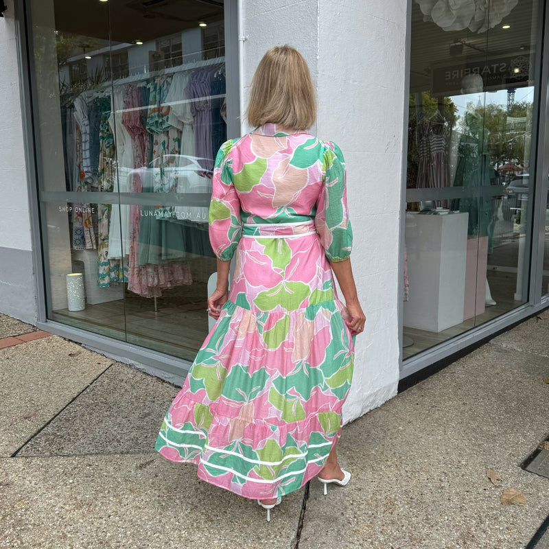 Constance Dress (Pink/Green)