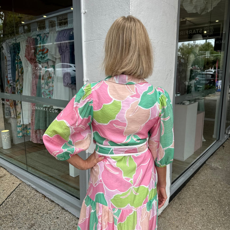 Constance Dress (Pink/Green)