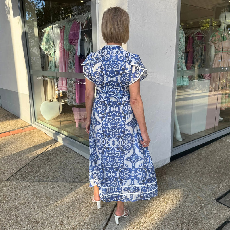 Full length back view of the dress - it has an Aline skirt.