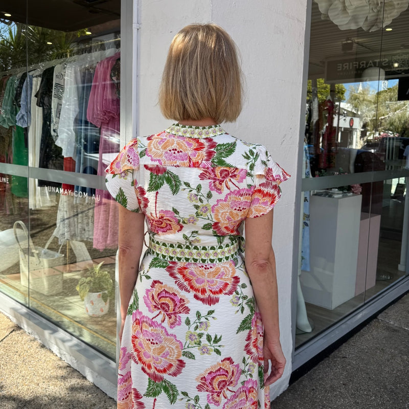Kacey Midi Dress (Orange Floral)
