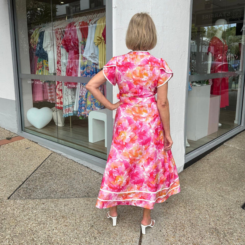 Kacey Midi Dress (Pink/Orange)