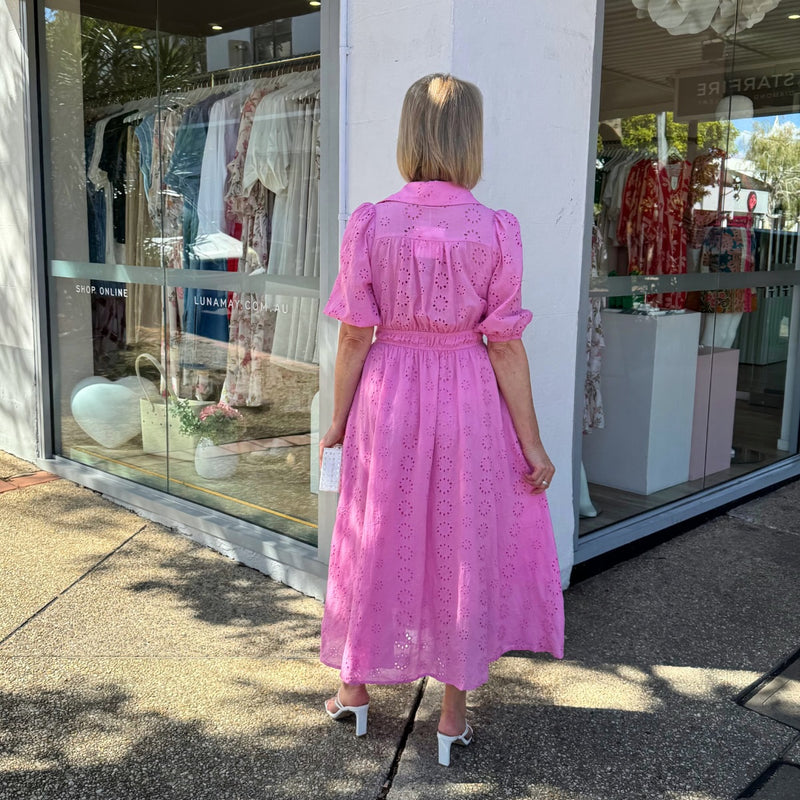 Full length view of the back of the dress.