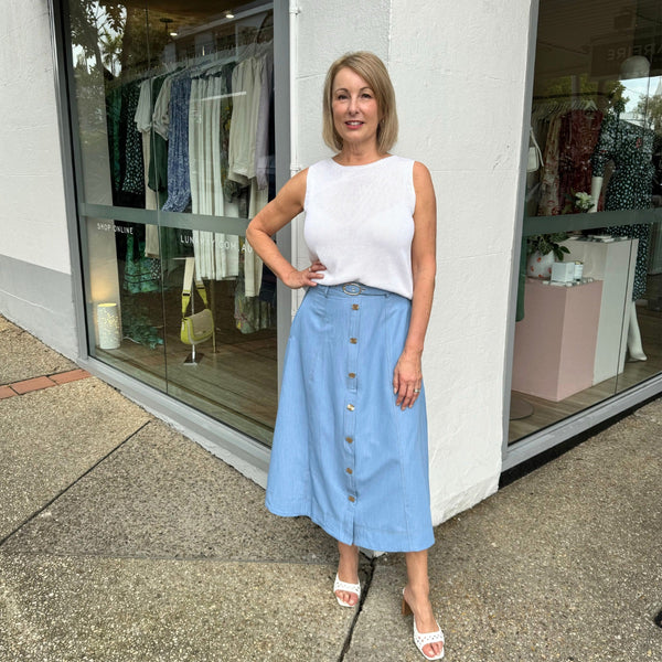 Rommilly Midi Skirt (Light Blue)