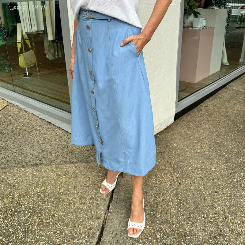 Rommilly Midi Skirt (Light Blue)