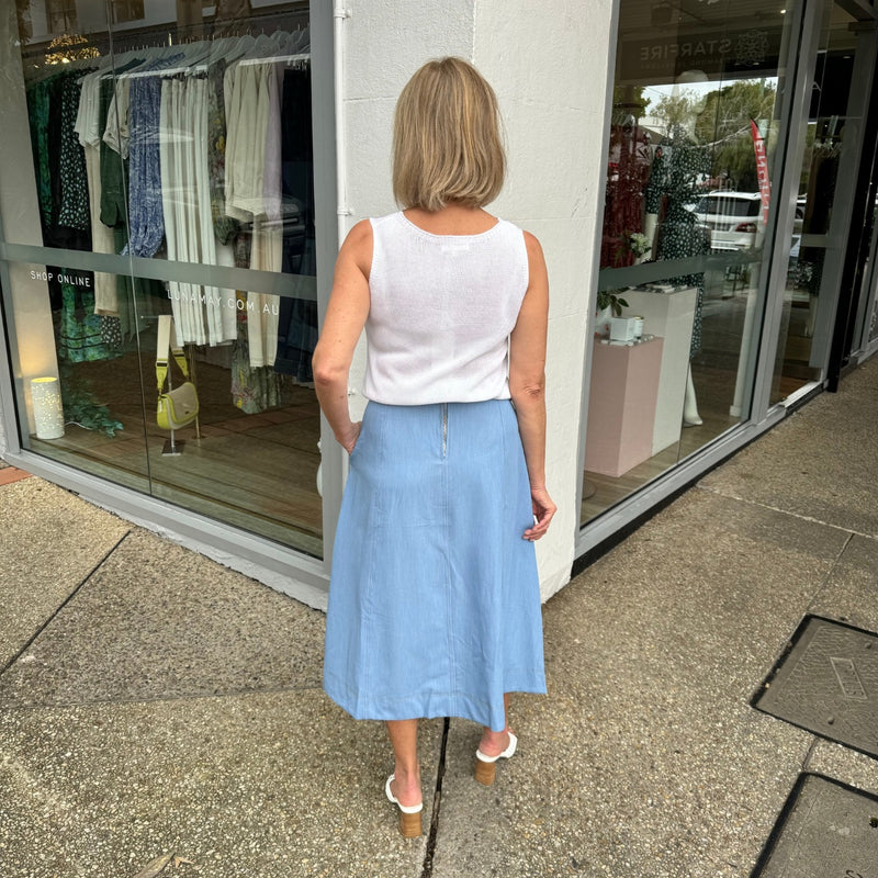 Rommilly Midi Skirt (Light Blue)