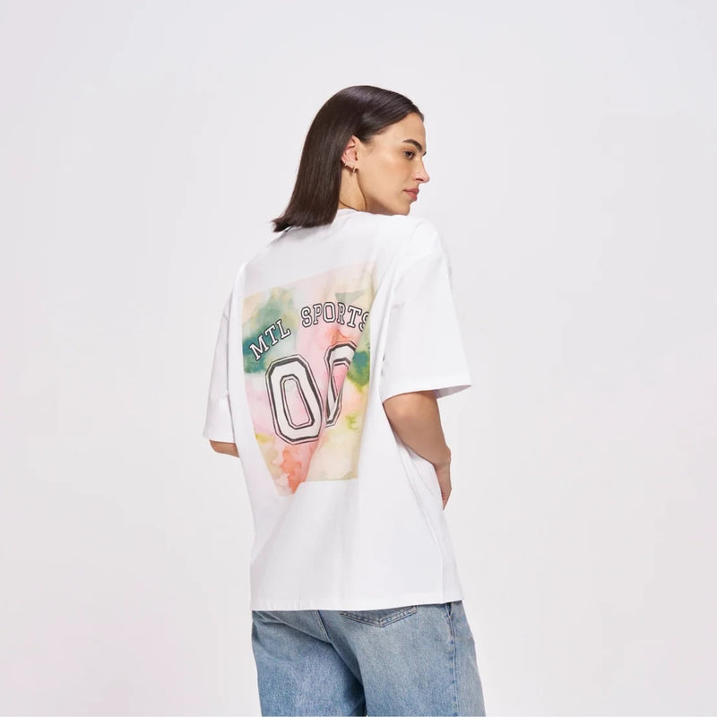 Back view of the tee - it has a boxy shape.