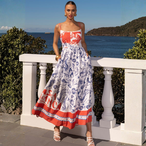 Casablanca Dress (Red/Blue)