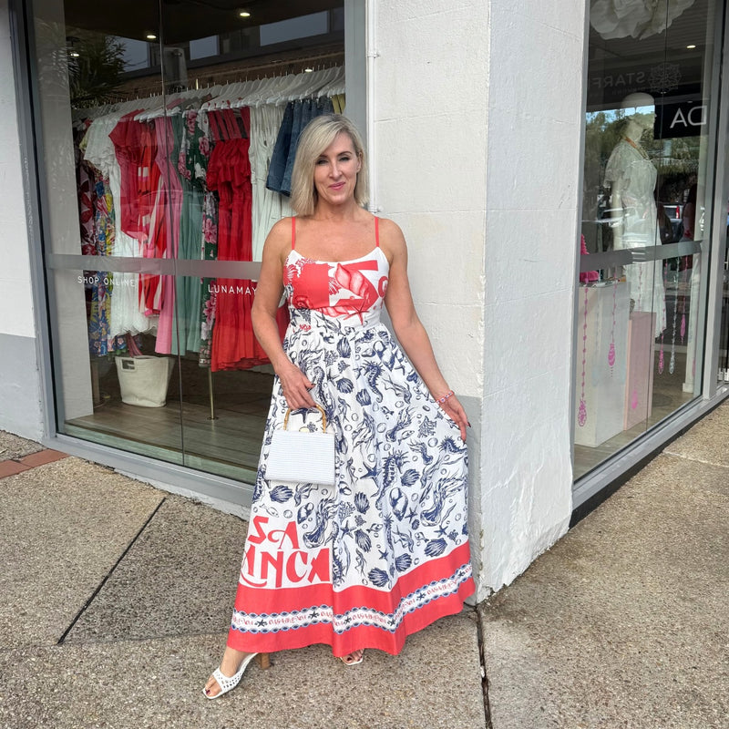 Casablanca Dress (Red/Blue)