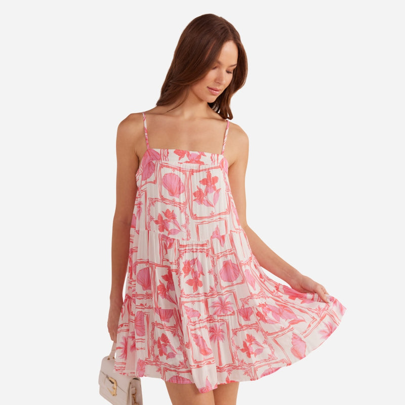 Bria Tiered Mini Dress (Pink Postcard)