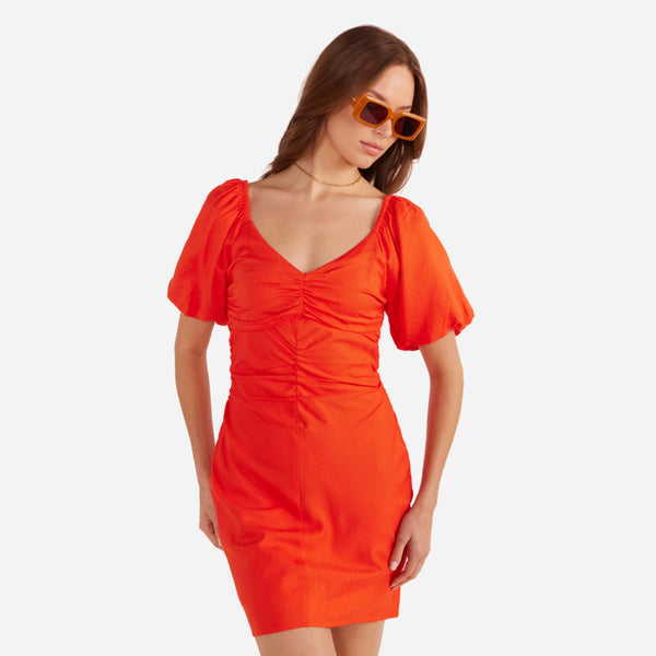 Nerida Ruched Dress (Coral)