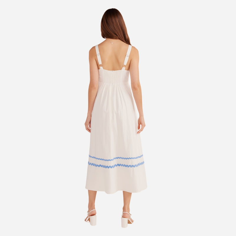 Back view of the dress - features shirred detailing near the straps.