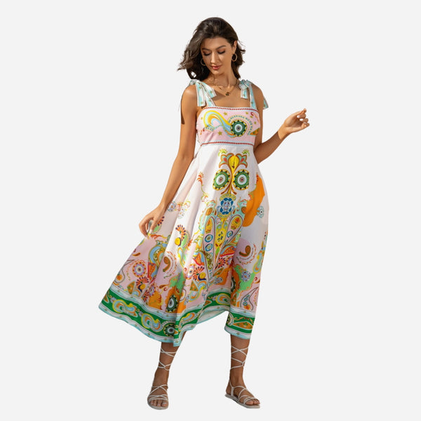 Lissandra Midi Dress with a colourful multi print.