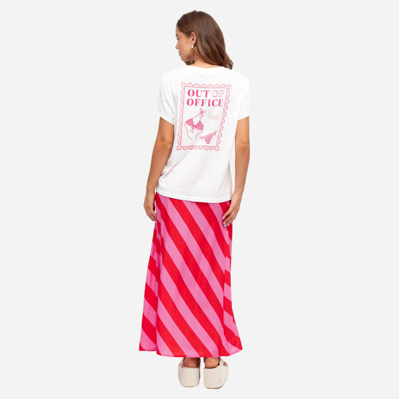 Alison Stripe Skirt (Red/Pink)