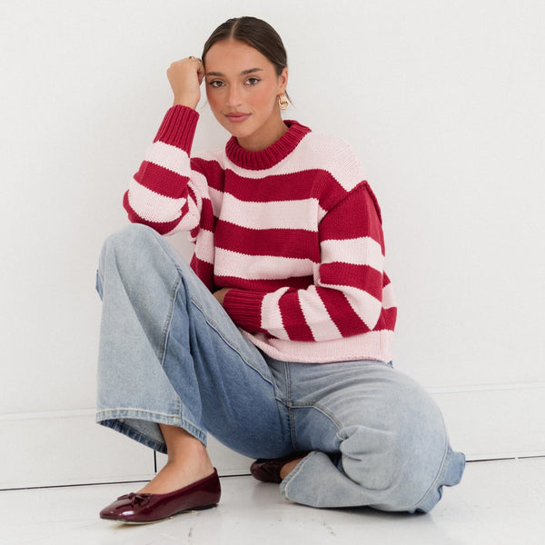 Ginney Stripe Knit (Pink/Red)