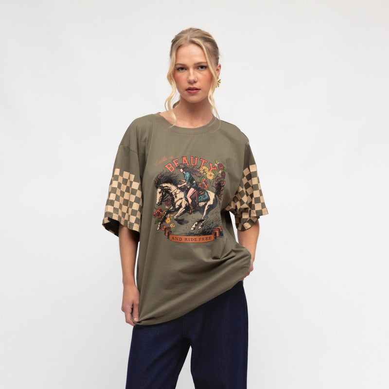 Saddle Up Vintage Tee (Khaki)