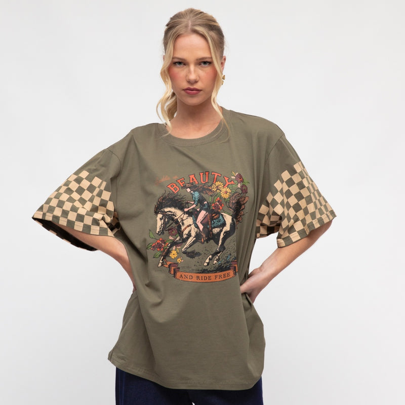 Saddle Up Vintage Tee (Khaki)