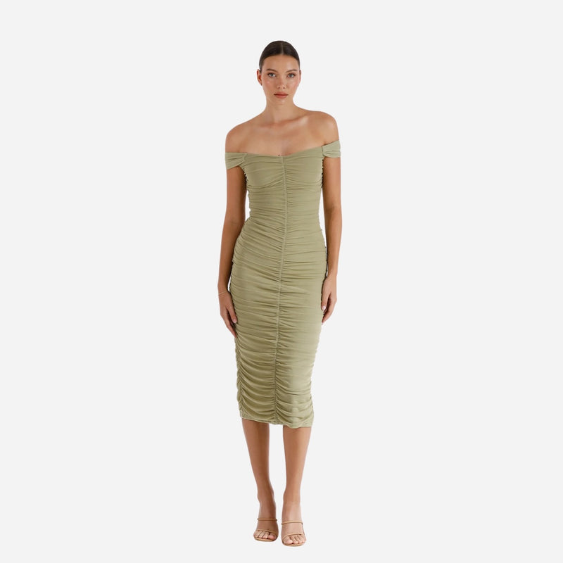 New Horizons Midi Dress in a lovely kiwi colour.