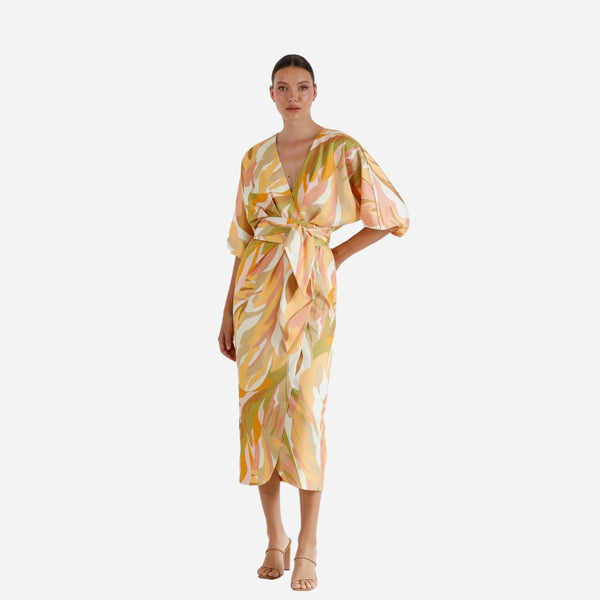 Vista Wrap Midi Dress (Sunset)