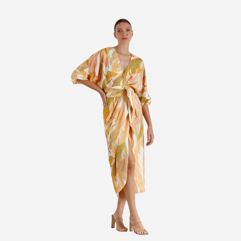 Vista Wrap Midi Dress (Sunset)