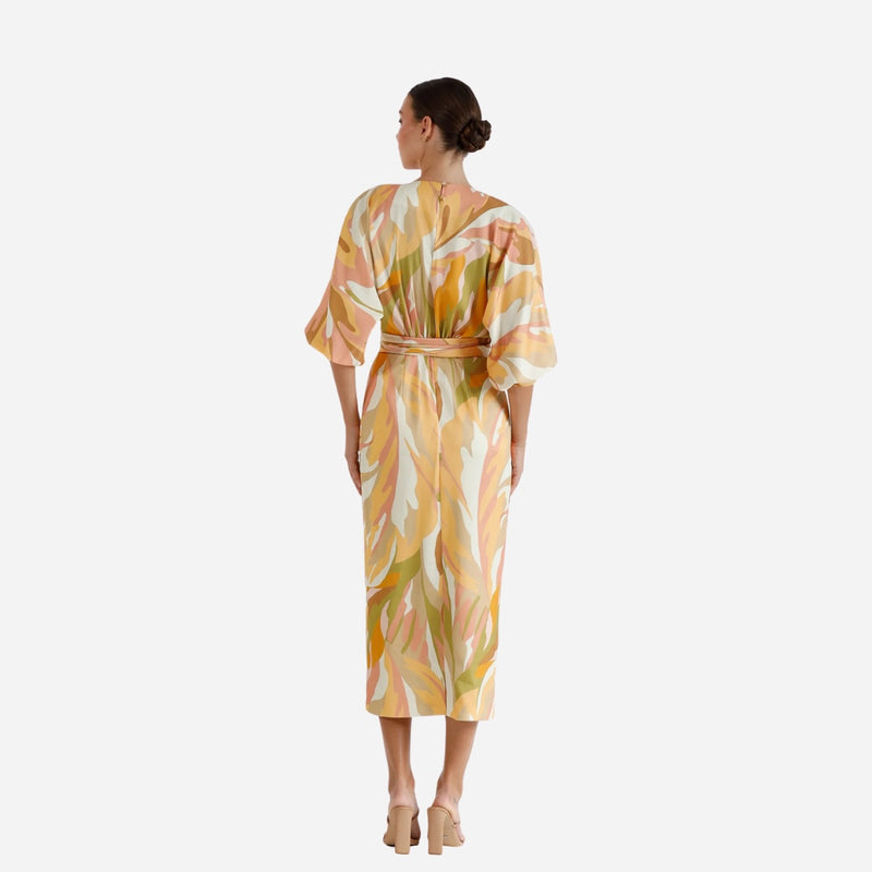 Vista Wrap Midi Dress (Sunset)