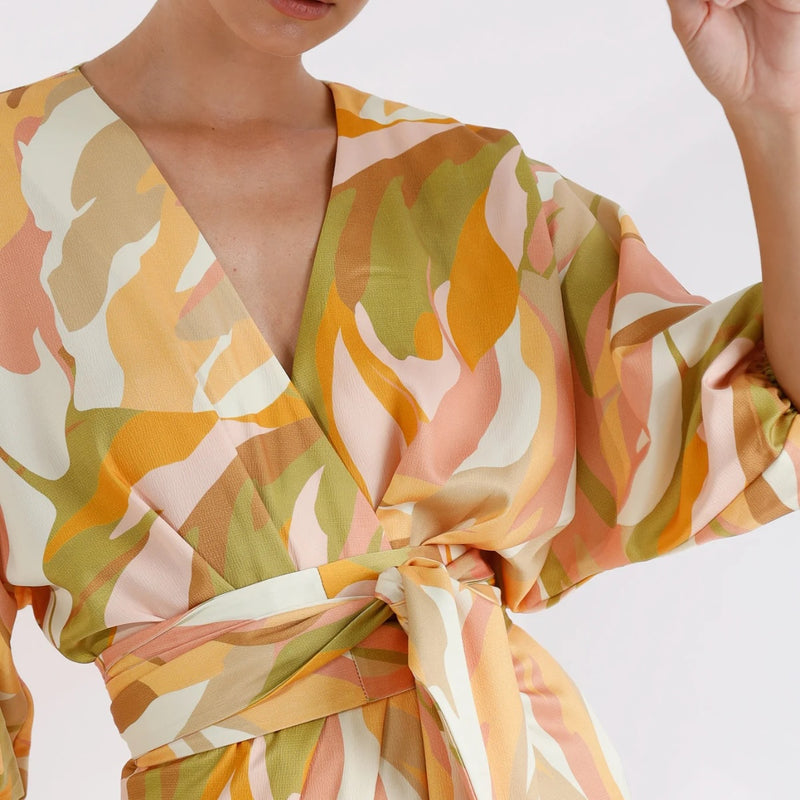 Vista Wrap Midi Dress (Sunset)