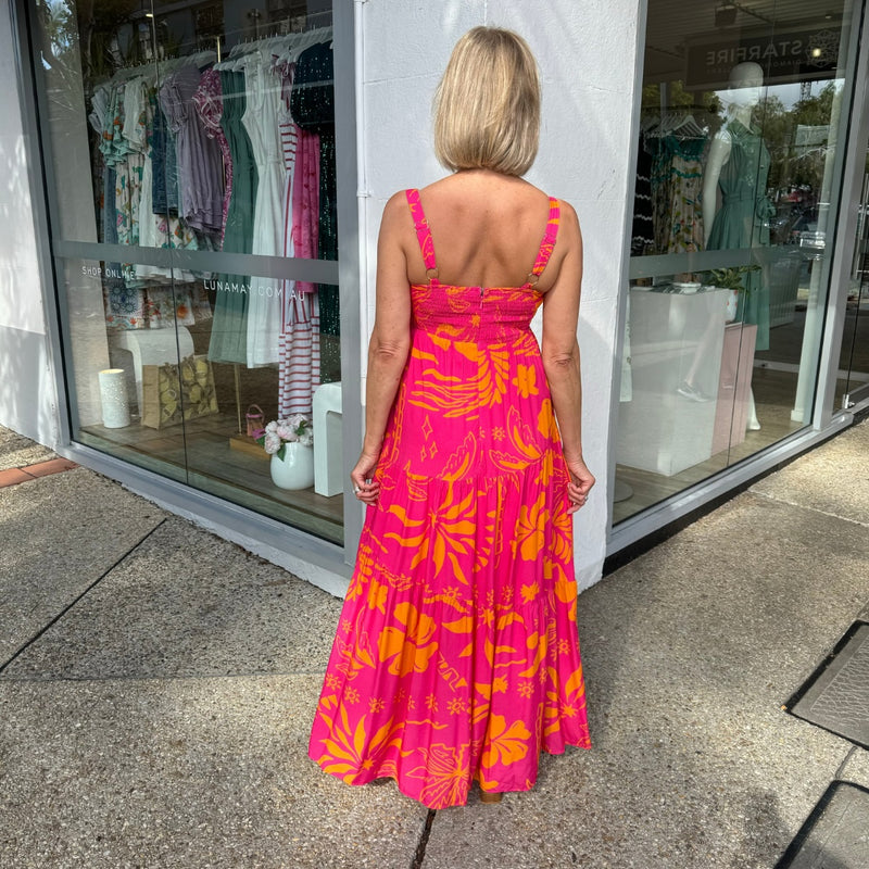 Elio Maxi Dress (Pink/Orange)