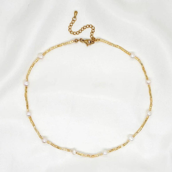 Golden Hour Bohemian Pearl Necklace (Gold)