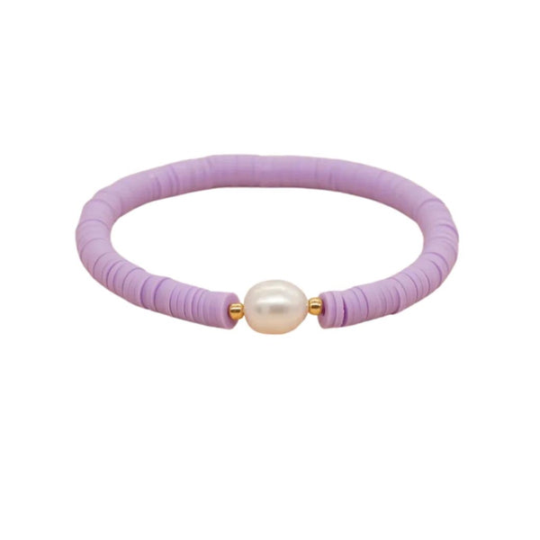 Heishi Pearl Stretch Bracelet in Lilac