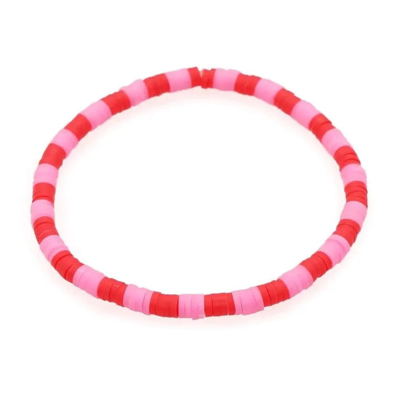 Heishi Stretch Bracelet (Red/Pink)