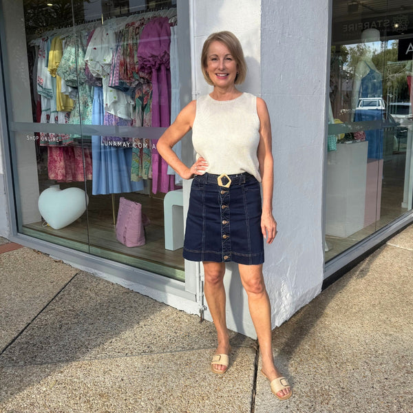 It can be worn with our Spring Knit Tanks.