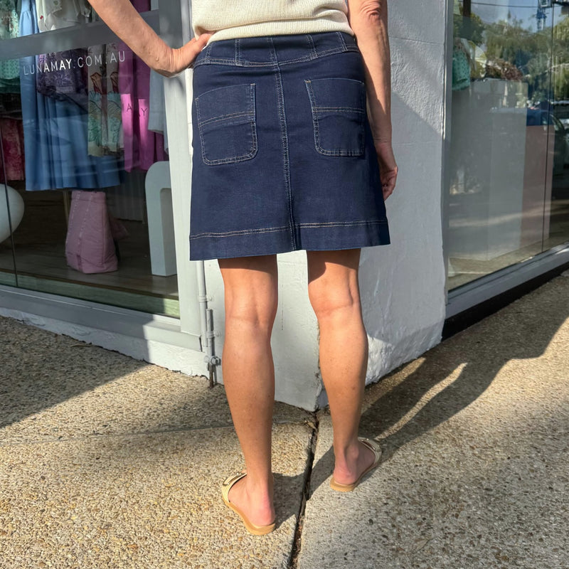 Back view of the skirt and it has back pockets.